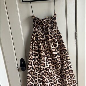 Leopard Print Smocked Dress